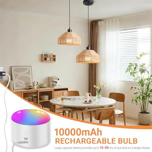 Battery Operated Pendant Light with Remote,Battery Hanging Light Rattan Woven Chandelier No Wiring Needed,Rechargeable Light Bulb 50+Hours Continue Use,Perfect for Kitchen Islands Ceiling Lighting - color: Brown-A