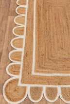 Scallop Pattern Jute Bohemian Area Rug (Off White, 2'x3')