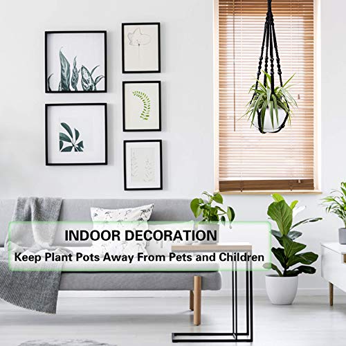 Augshy Macrame Hanging Planter, 2 Pack Hanging Planters for Indoor Plants Indoor Outdoor Decor Handmade Hanging Plant Holder(35 Inch) - color: Black, size: 35 Inches