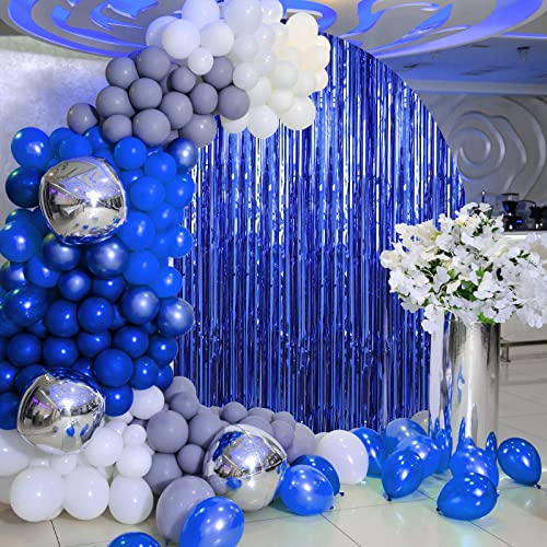 Crosize 2 Pack 3.3 x 9.9 ft Dark Blue Foil Fringe Curtains Party Decorations, Blue Tinsel Curtain Backdrop for Parties, Door Streamers, Glitter Streamer Fringe Backdrop for Birthday Decoration - color: Dark Blue, size: 2 Pack