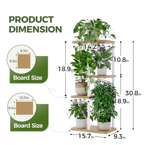 Bamworld Plant Stand Indoor, Corner 4 Tier Metal Plant Shelf for Multiple Plants, Tiered Flower Pot Stands for Patio Garden Balcony Living Room Bedroom, White - color: White, size: 4 Tier