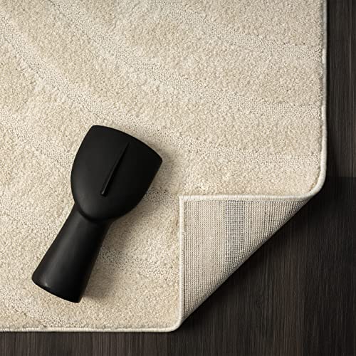 LUXE WEAVERS Modern Geometric Wave Cream 2x8 Area Rug - color: Cream, size: 2' x 8' (Runner)