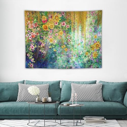 Houselerax Floral Tapestry, Colorful Abstract Flower Blossom Ivy Wall Hanging Tapestry Botanical Nature Printed Tapestry for Bedroom Living Room Dorm, 40"x30" - color: Watercolor Floral-11, size: W40xL30in