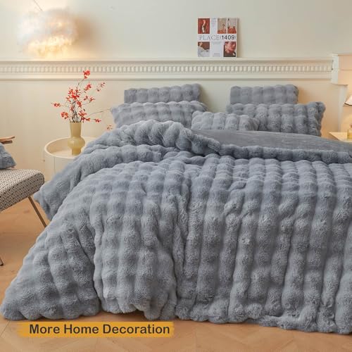 LIFEREVO Fluffy Faux Rabbit Fur Body Pillow Cover, Soft Cute Bubble Shaggy Plush Bed Body Pillowcase with Zipper Closure, Long 20"x54" Fuzzy Furry Pillow Case for Pregnancy Side Sleeper, Light Grey - color: Light Grey
