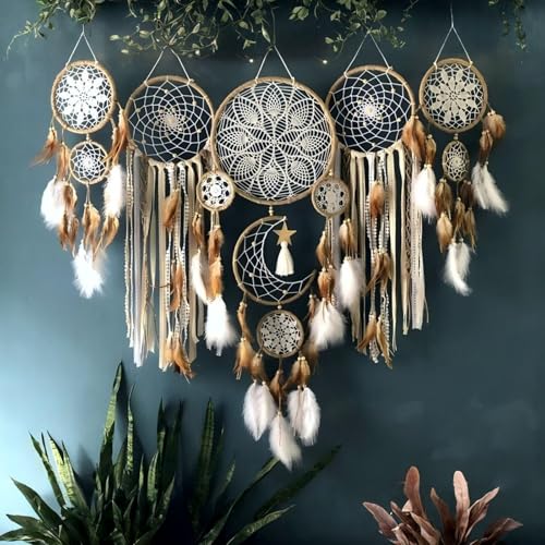 5 Pack Bohemian Ornaments,Dreamcatcher Gift Boho Native American Decor, Handmade Dreamcatcher for Girls, Boys, Adults, Kids Room,Witchy Gifts (Camel) - color: Camel