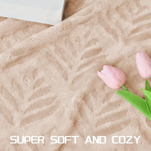 Exclusivo Mezcla Fleece Throw Blanket for Couch, Super Soft and Cozy Blankets All Season Use, Leaves Pattern, Plush Fuzzy Lightweight, Camel, 50x60 Inch - color: Camel, size: Throw(50"x60")
