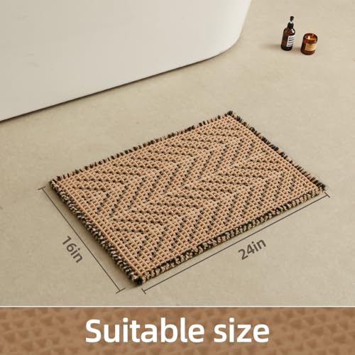 Sunfly Waffle Bath Mat, Boho Bathroom Rugs Non Slip Washable Super Absorbent Quick Dry Bath Mat Farmhouse Bathroom Decor, 16"x24" Black &Khaki - color: Black &Khaki, size: 1'4" x 2' (Rectangular)