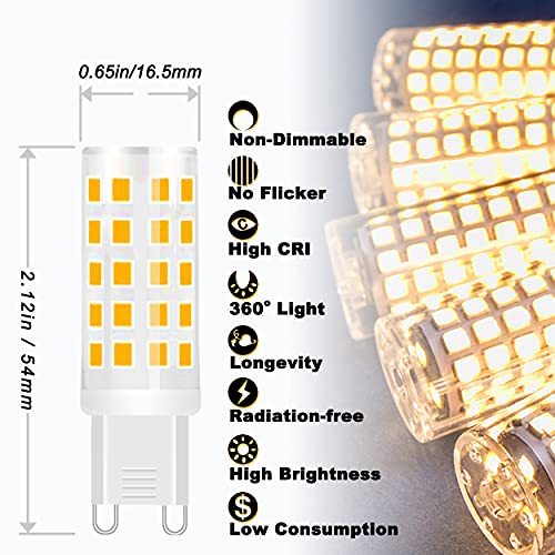 ALIDE G9 Led Bulbs 5W Replace 50 Watt 60 Watt Halogen Equivalent,2700K Soft Warm White, AC120V T4 G9 Bi-pin Led Bulbs for Chandelier Lighting,550LM,10Pack, Non-dimmable - color: 5w 2700k Warm