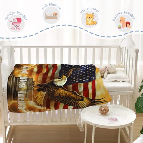 YeeJu Patriotic Throw Blanket for Kids Small 4th of July Memorial Day Fourth of July Blanket for Girls Boys Child Baby Couch Bed White Blue Star Blankets Independence Veteran Day Blanket 40x50 - color: Flag-12, size: 40"x50"