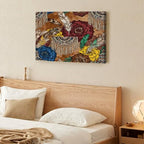 Boho Feather Fringe Art Wall Art Decor Framed 18x12 Inch, Wall Decor Poster for Bedroom Living Room Office Decor (Wooden Inner Frame) - size: 18"L x 12"W