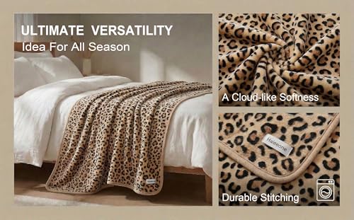 Fleece Throw Blanket 50" x 70" - Soft Cozy Microfiber Plush Blanket, Lightweight Warm Throw for Couch Bed Sofa Chair, All Season Use, Sand Leopard - color: Sand Leopard