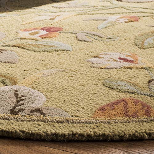 SAFAVIEH Blossom Collection 6' Round Green/Multi BLM785A Handmade Floral Premium Wool Area Rug - size: 6' (Round)