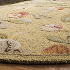 SAFAVIEH Blossom Collection 6' Round Green/Multi BLM785A Handmade Floral Premium Wool Area Rug - size: 6' (Round)