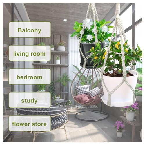 2 Pack Macrame Plant Hangers, 20‘’ Plant Hangers Indoor, Handmade Woven Cotton Style Hanging Plant Holder, Short No Tassels for Indoor Outdoor and Home Decor Hanging Planter - size: 20inch