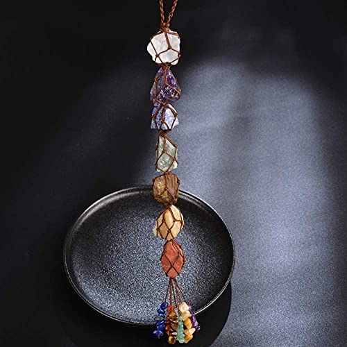 Handmade Hanging Ornaments 7 Chakra Raw Stones Home Decoration Feng Shui Ornament - color: A-style 8