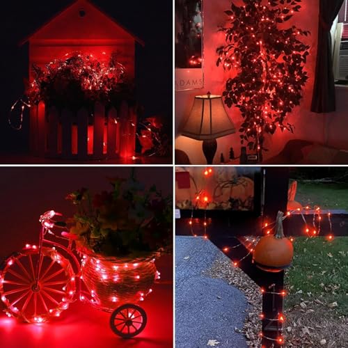 Joomer Fairy String Lights 33FT 100 LEDs Plug in Fairy Lights Indoor Copper Wire String Light DIY for Bedroom, Parties, Wedding, Christmas, Outdoor, Indoor Decoration (Red, Non-Connectable) - color: Red, size: 100led