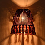 Wine Red Boho Woven Lamp Shade Bell Tassels Lampshade 7.5``Top x 12``Bottom x 11``High(Spider) Medium Handmade Lamp Shades for Table & Bedside Lamp - Easy Assemble - color: Red, size: Medium (7.5" Top x 12" Bottom x 11" High)