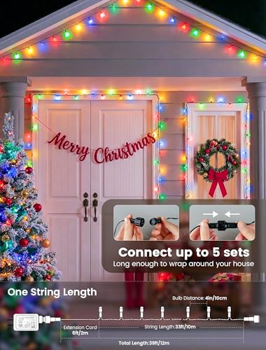 Hopolon Christmas String Lights Outdoor, 33 FT 100 LED Extendable Green Wire Twinkle Lights with Remote, 8 Modes Waterproof Fairy Light Plug in for Xmas Tree Wedding Party Patio Indoor (Multicolor) - color: Multicolor, size: 100 LED with Remote