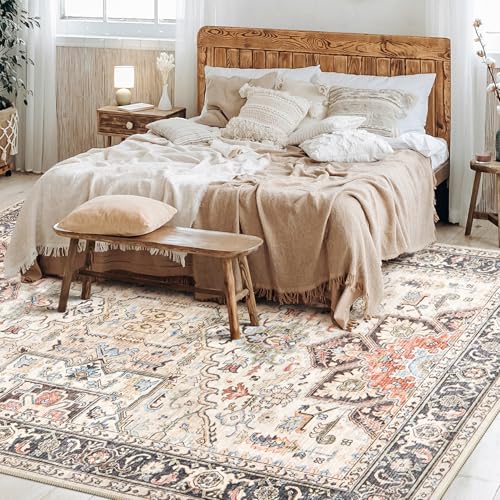 9x12 Area Rugs for Living Room - Large Carpet Ultra Thin Soft Washable Oriental Vintage Floral Distressed Rug Big Indoor Carpets for Bedroom Nursery Dorm Home Decor Aesthetic - Multi - color: Multi Color, size: 9' x 12' (Rectangular)