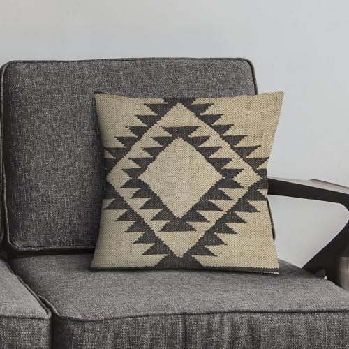 Multicolor Boho Kilim Pillow Cover Indian Handmade Jute Wool Cushion Tribal Rustic Throw for Chair Sofa Bed Living Room Vintage Decor - color: Multi 09