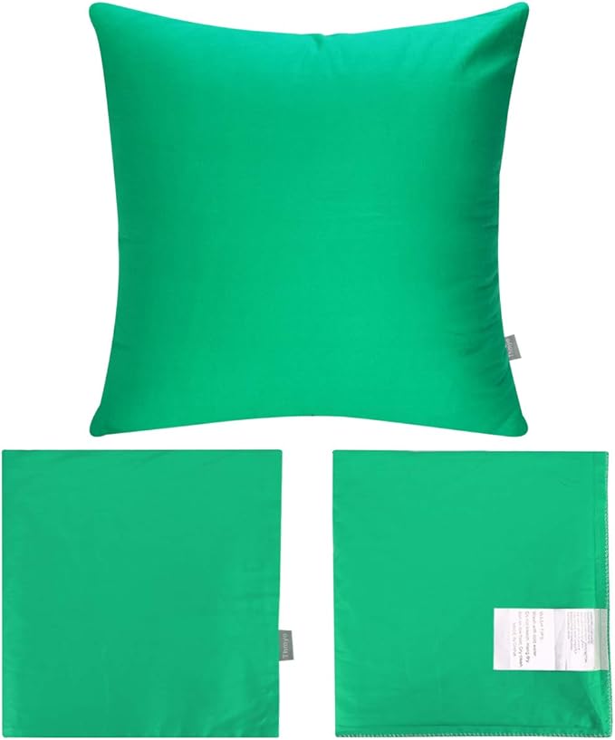 Thmyo 4-Pack 100% Cotton Decorative Throw Pillow Cases, 26x26 inch/ 66x66cm, Bright Green