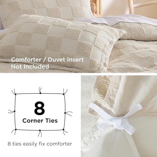 Bedsure Boho Kids Duvet Cover Queen Size（Duvet Insert/Comforter not Included - Checkered Duvet Cover Queenfor All Seasons,Soft Distressed Vintage Boho Bedding (Beige, 90" x 90") - color: 03 - Beige - Checkered (No Comforter), size: Queen (90" X 90")