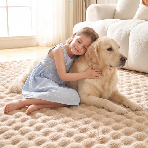 Lotus Karen Washable Area Rug, 3D Bubble Rug for Living Room, Bedroom, Faux Fur Carpet for Home Decor,2' W × 3' L, Khaki - color: Khaki, size: 2' x 3' (Rectangular)