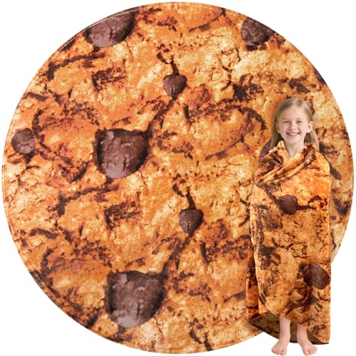 CASOFU Cookies Blanket, White Elephant Gift for Adults Teens Kids Men Women, 285 GSM Soft and Comfortable Flannel Realistic Food Blanket Funny Birthday Gag Gifts for Boys and Girls(Caramel, 47 inches) - color: Caramel, size: 47 inches