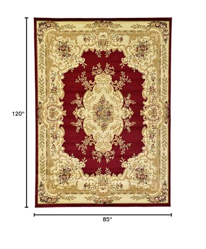Unique Loom Versailles Collection Area Rug - Charles (7' 1" x 10' Rectangle Red/Cream) - color: Burgundy/ Ivory, size: 7'1" x 10' (Rectangular)