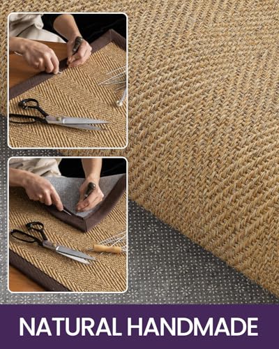 DEXI Jute Hallway Runner Rug 3x8, Woven Braided Natural Fiber Non Slip Runner Inside, Farmhouse Runners Carpet Indoor for Entryway Kitchen Luandry, Natural/Brown - color: Natural/Brown, size: 3' X 8' (Runner)