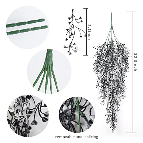 RECUTMS Artificial Hanging Plants 4 Pcs Fake Ferns Artificial Plants Large Faux Hanging Plant Wall Plants Fake Ivy Room Home Garden Wedding Halloween Party Indoor Outdoor Decor(Black White) - color: Black White