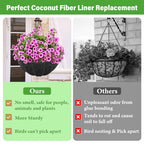 Riare 8 Pack 16 Inch Round Fabric Planter Basket Liner- Hanging Basket Liners Replacement Coco Fiber Liner Alternative for Hanging Basket Flowers (Prevent Birds from Nesting) - size: 16inch