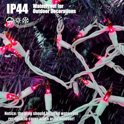 HISHINY Christmas Lights 100 Count Red Christmas Tree String Lights with White Wire for Outdoor Indoor Christmas Decorations Wedding Decorations Valentines Day Decor,UL Certified (21feet) - color: Red