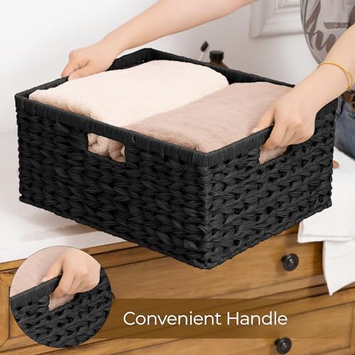 GRANNY SAYS Storage Basket for Organizing, Wicker Storage Basket for Shelf, Large Wicker Baskets for Organization, Decorative Baskets for Living Room and Entryway, 1-Pack - color: Black, size: 16 ½"L x 13"W x 7 ½"H