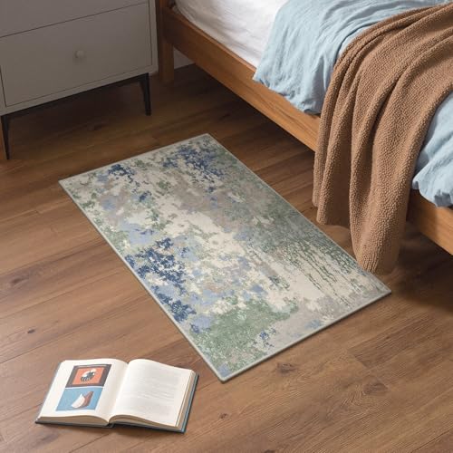 GENIMO 2X3 Washable Modern Doormat, Non-Slip Low Pile Chenille Area Rug, Small Entry Mat for Entrance Hallway Kitchen Bathroom, Sage Mist - color: Sage Mist, size: 2' x 3' (Rectangular)