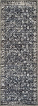Bloom Rugs Washable Non-Slip 12 ft Runner - Black/Brown Traditional Runner for Entryway, Hallway, Bathroom, and Kitchen - Exact Size: 2.5' x 12' - color: Black / Brown, size: 2'6" x 12' (Runner)