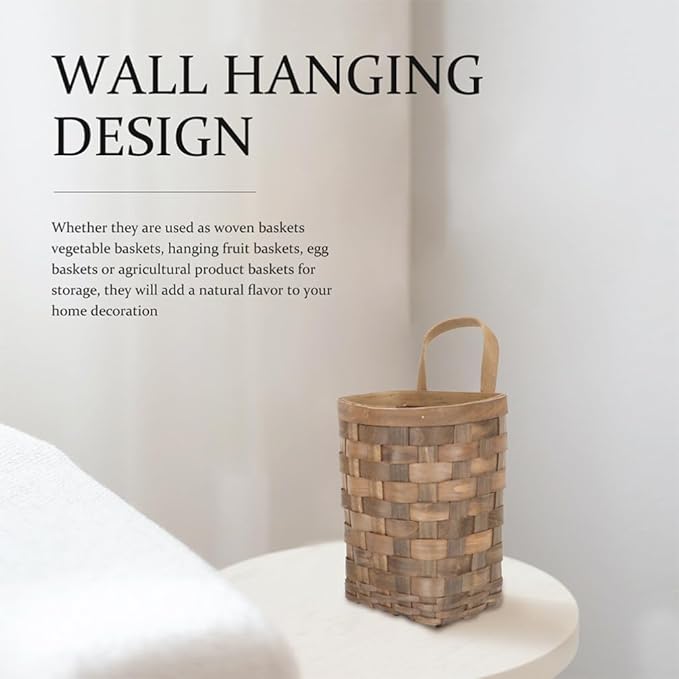 Cabilock Wall Hanging Woven Basket 7.48X6.69X5.31In Multi-Functional Storage Organizer for Kitchen Sundries Flower Holder and Fruit Vegetable Basket Space-Saving Wall Mounted