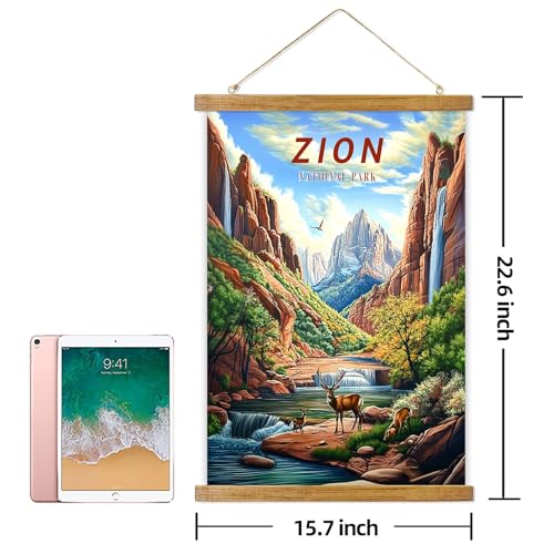 ABoby Vintage Zion National Park Posters - Travel Posters Wall Art for Home, Office - Retro Style Wall Decor with Wood Frames - Ready to Hang - color: Zion