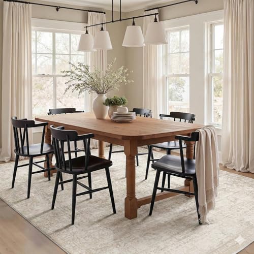 Homemate Washable Rug 5x7 Area Rugs - Vintage Faux Wool Rugs for Living Room Bedroom Dining Room - Non Slip Foldable Carpet Indoor Area Rug for Home Decor（5'x7', Beige - color: Beige, size: 5x7 ft
