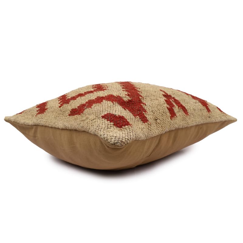 Indian Handmade Jute Pillow Covers 18x18 Inches Handwoven Kilim Rug Cushion Cases, Boho Oriental Decorative Throw Pillow Covers for Cozy Home Décor - color: Pattern 11