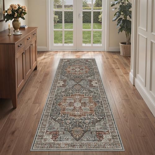 Washable Runner Rug 2x6 Runners for Hallways, Ultra-Thin Carpet Runners for Entryway Anti Slip Backing Runner Rugs for Kitchen Laundry Room Indoor Hallway (Grey/Brown/Tan) - color: Grey/Brown/Tan, size: 2'x6'(Runner)