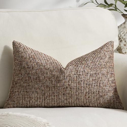Pack of 1 Neutral Lumbar Pillow Covers 12x20 Boho Textured Dots Stripe Chenille Rectangular Decorative Throw Pillow Cases Accents for Living Room Couch Bed Farmhouse Home Decor, Brick Red - color: Brick Red, size: 20" x 12" (Pack of 1)