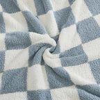WRENSONGE Checkered Throw Blanket, Grey Blue Soft Cozy Fluffy Warm Hand Made Throw Blankets for Couch, Sofa, Chair, Bed, Camping, Picnic, Travel Lightweight Bed Blanket - 50"*70" - color: Arctic Blue, size: Throw-XL(50"x 70")