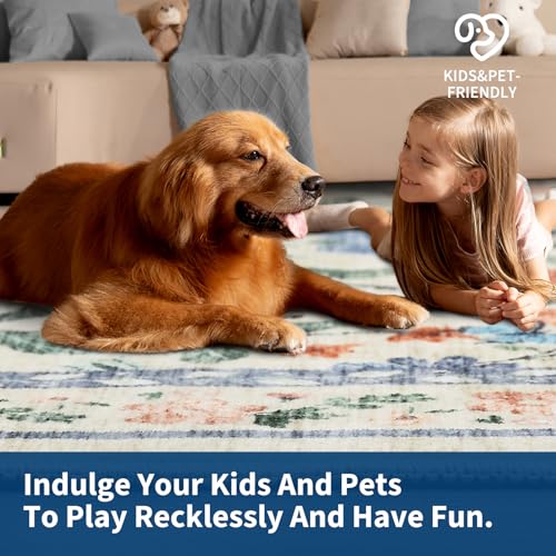 GarveeHome 2x3 Floral Rugs for Entryway, Non-Slip Soft Vintage Throw Door Mat, Low Pile Foldable Farmhouse Carpet, Non-Shedding Indoor Washable Small Rug for Bedroom Kitchen, Green - color: Green, size: 2' x 3' (Rectangular)