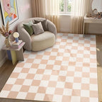 GarveeHome Checkered Blush Beige Neutral Nursery Kids Playroom 3x5 Washable Rug Geometric Modern Soft Low-Pile Stain Resistant Small Rug for Bedroom Entryway Non-Slip TPE Backing - color: Blush Beige, size: 3' x 5' (Rectangular)