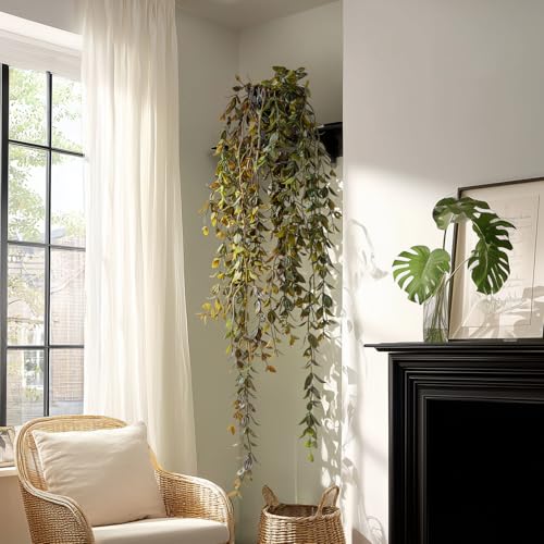 Artificial Hanging Plant 2 Pcs Faux Plant Ivy Vine Faux Eucalyptus Vines Fake Potted Greenery for Wall Living Room Home Shelf Office Bathroom Outdoor Indoor Decor (Type 3) - color: Type 3