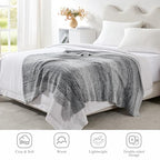Throw Blanket, Grey Gradient Soft Cozy Fluffy Knitted Throw Blankets for Couch, Sofa, Bed, Chair, Warm Fuzzy Plush Travel Picnic Lightweight Blanket, 50x60 inches - color: Stripe Grey, size: 50×60 Inch