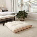 Square Tufted Floor Pillow with Removable Cover, Cream, Large (40") - color: Cream, size: Large (40")