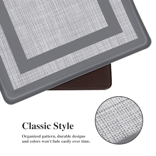 Mattitude Kitchen Mats Set of 2 Cushioned Rugs 0.47 inch Thick Anti-Fatigue Mats for Kitchen Floor,Waterproof Non-Slip Mats and Rugs Set for Office,Floor,Laundry 17.3"×29"+17.3"×59",Grey - color: Grey Frame, size: 17.3" x 59 "+ 17.3" x 29 "--0.47 inches