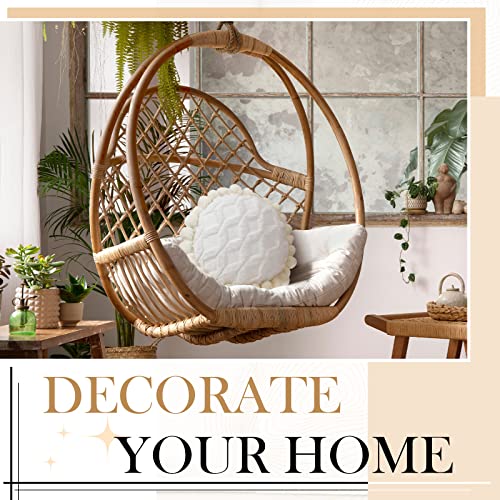 Tranqun 2 Pcs Boho Throw Pillows Cover 15.7 Inch Round Bohemian Decorative Pillow Covers Throw Pillow Cover Hand Tufted with Textured Pom Poms Cushion for Couch Sofa Bed Yoga (Beige White) - color: Beige White